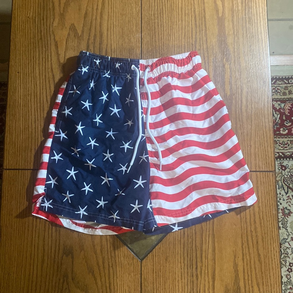 George American Flag Swim Trunks